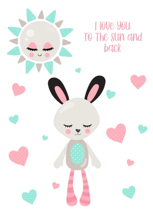 Girls: Set of 1 - I love you to the Sun and back (Bunny) - Image 2