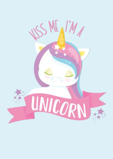 Girls: Set of 1 - Kiss me, I'm a unicorn - Image 2