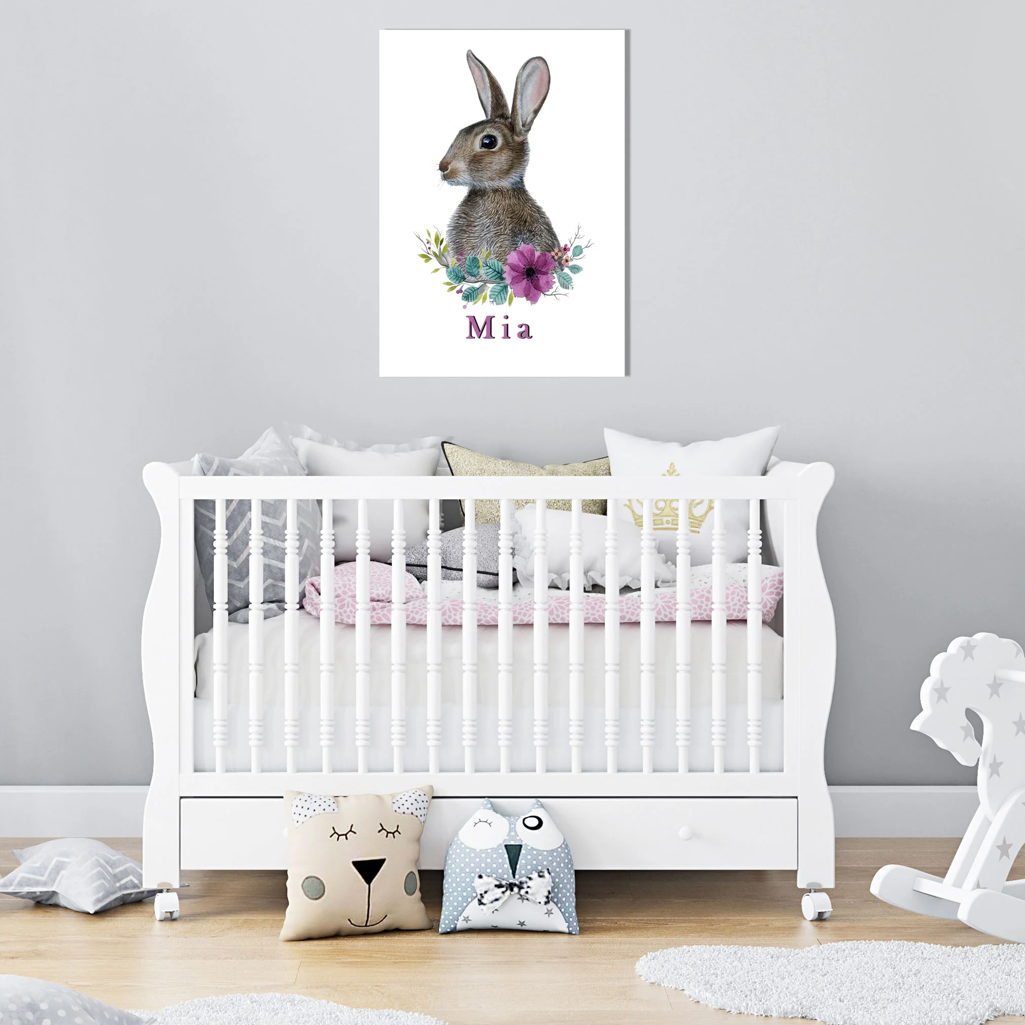 Girls: Set of 1 - Watercolor flower Bunny (1)