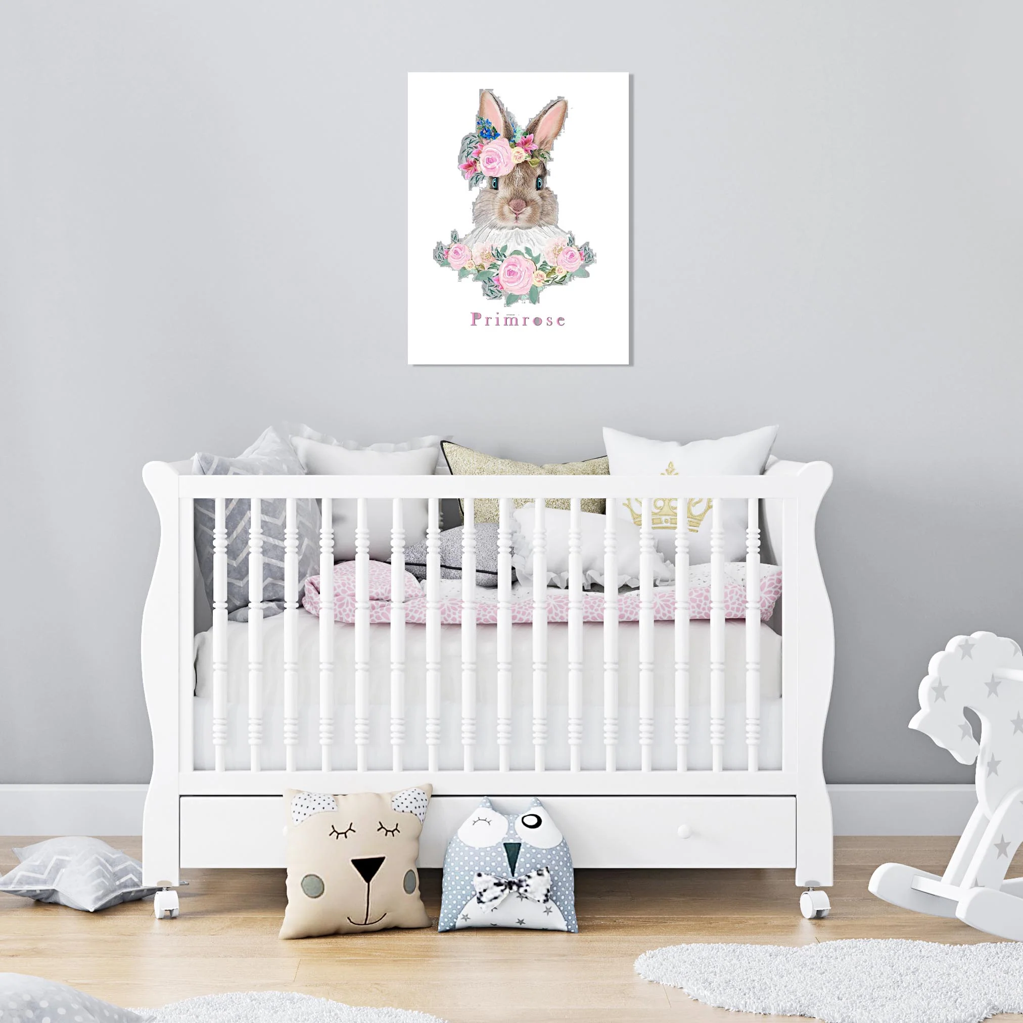 Girls: Set of 1 - Watercolor flower Bunny (2)
