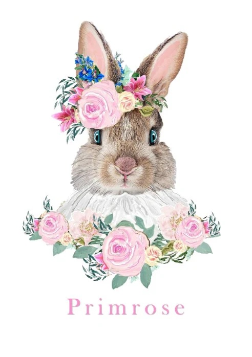 Girls: Set of 1 - Watercolor flower Bunny (2) - Image 2