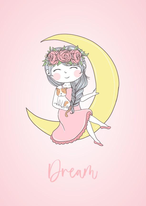 Girls: Set of 3 - Cute Girl Wall Art (1) - Image 2