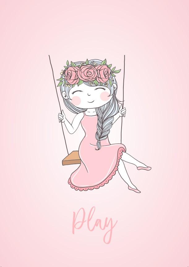 Girls: Set of 3 - Cute Girl Wall Art (1) - Image 4