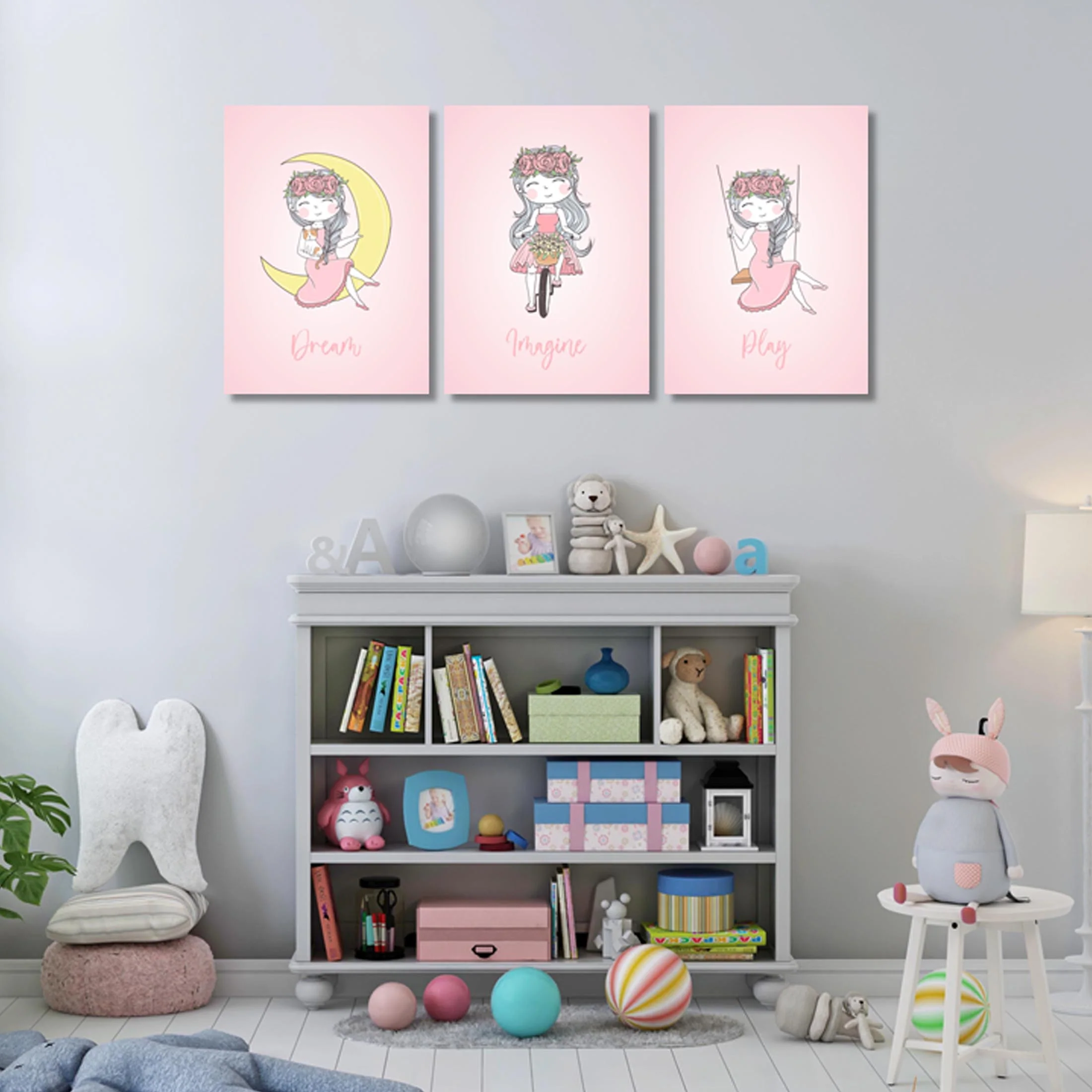 Girls: Set of 3 - Cute Girl Wall Art (1) - Image 5