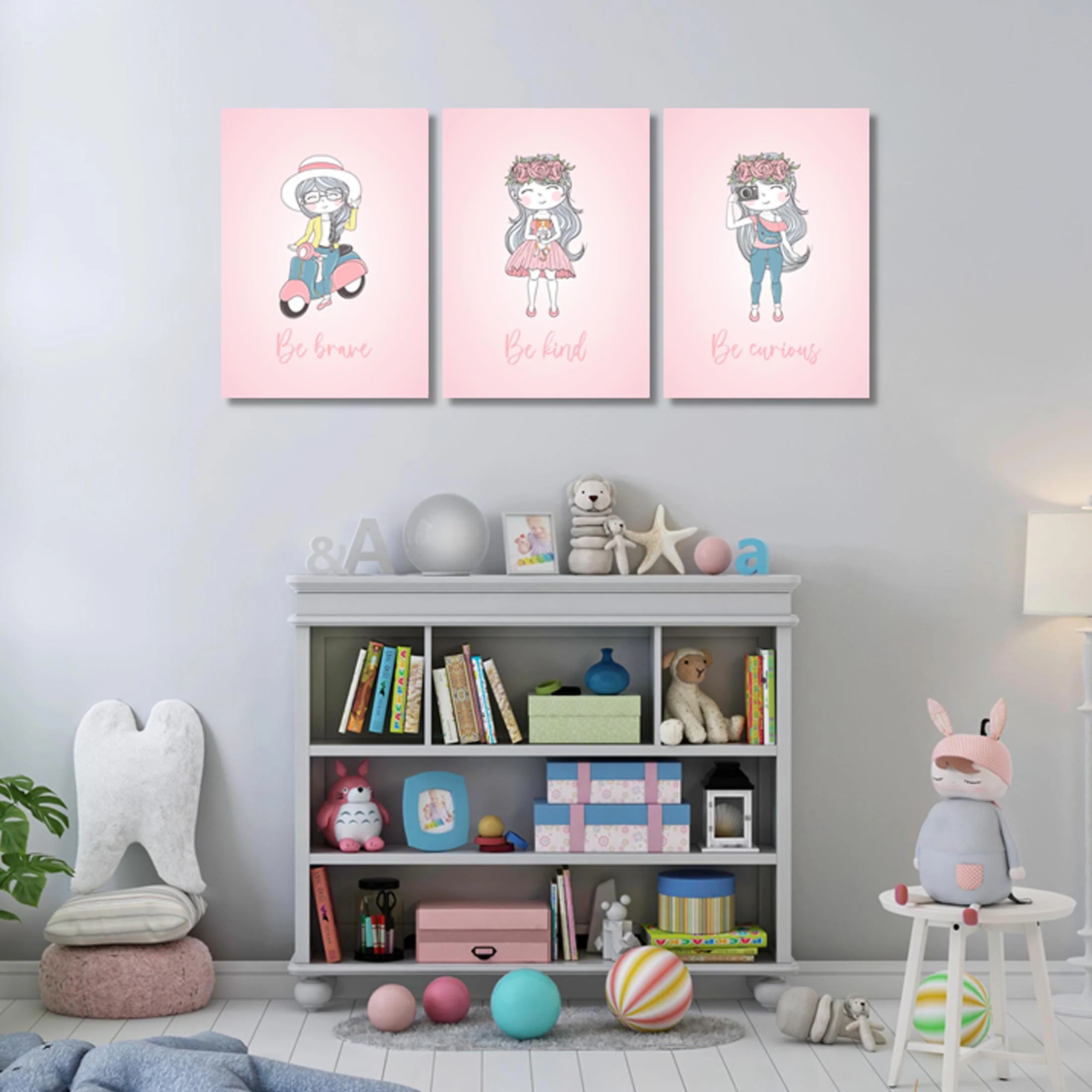 Girls: Set of 3 - Cute Girl Wall Art (2) - Image 5