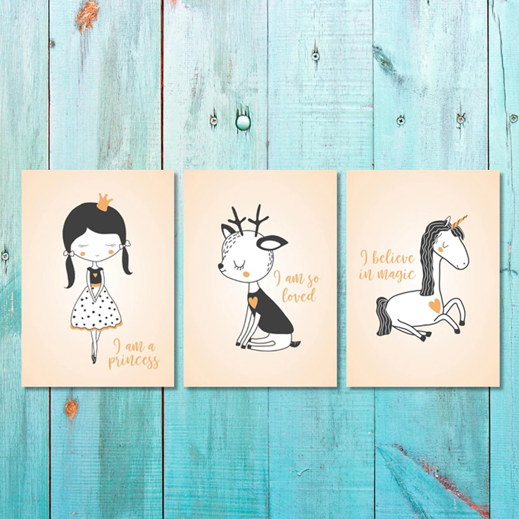 Girls: Set of 3 - Princess girl
