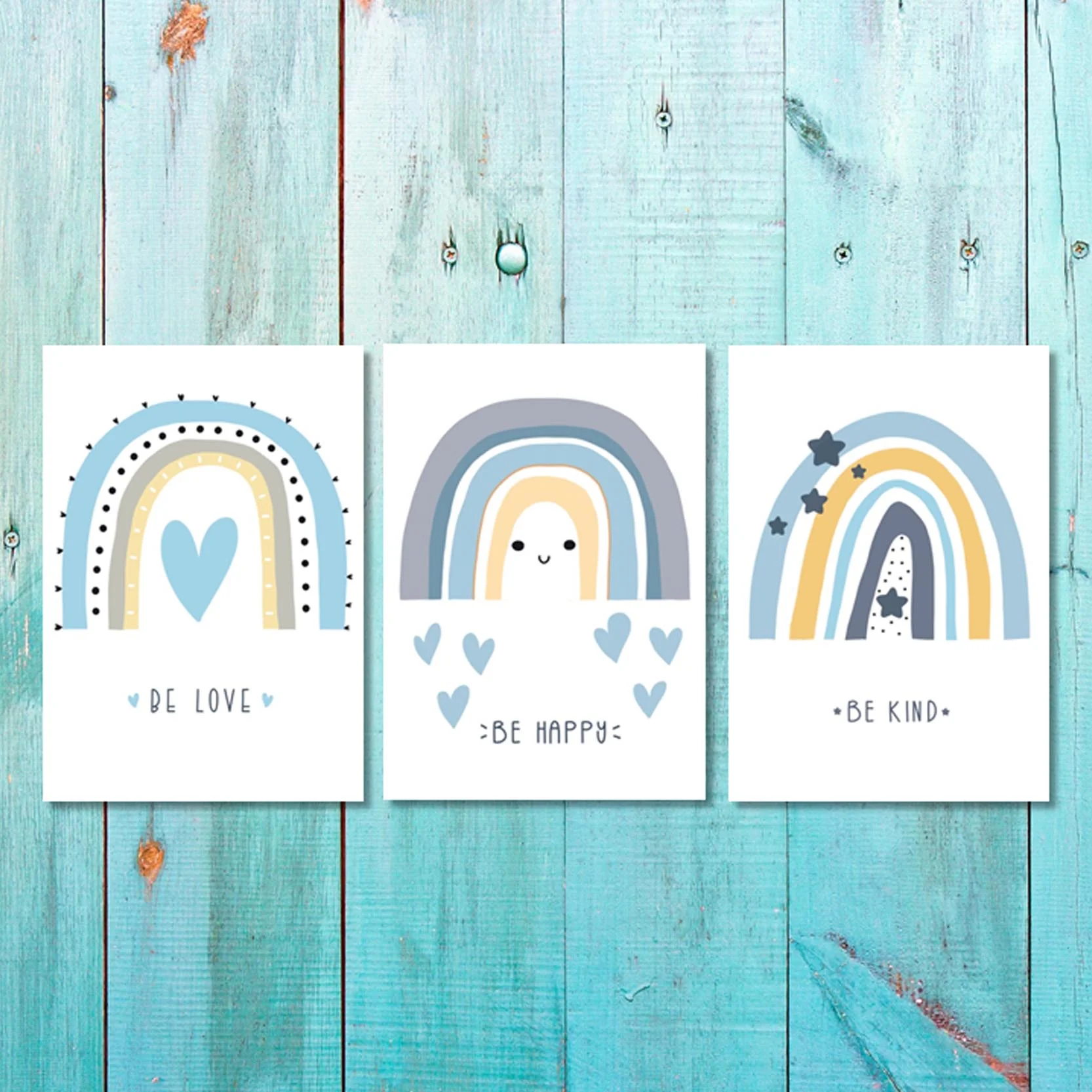 Girls: Set of 3 - Rainbow - Be love - Be Happy - Be Kind