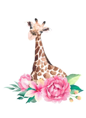 Girls Set of 3 - Safari Watercolor Tropical Babies - Image 4