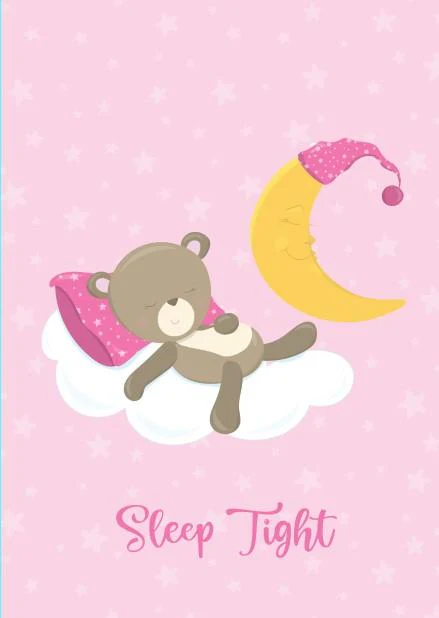 Girls: Set of 3 - Sleepy Baby Girl Bear - Image 3
