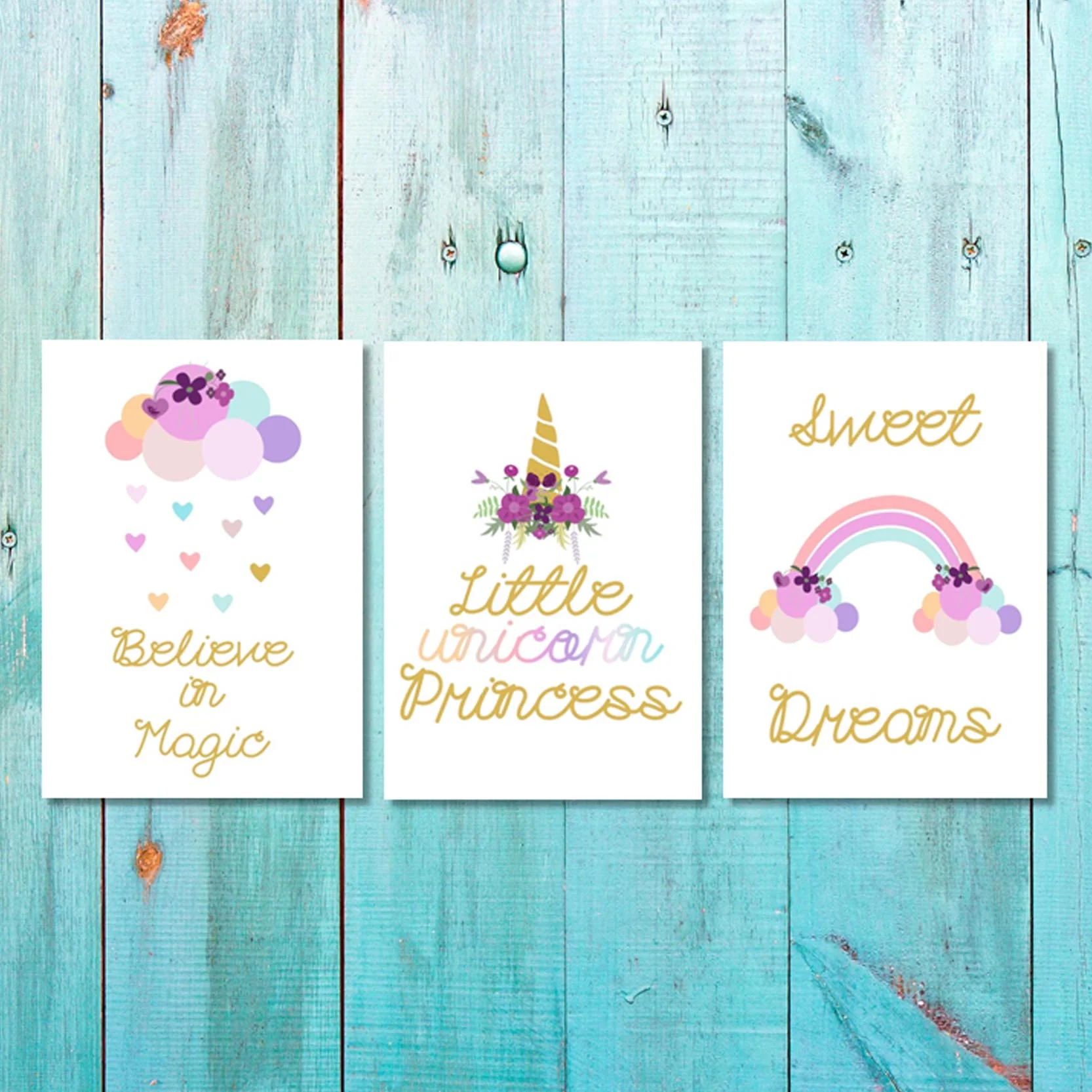 Girls: Set of 3 - Sweet Dreams Little Unicorn Princess