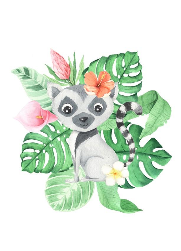 Girls: Set of 3 - Watercolor-Tropical-Animals (2) - Image 4