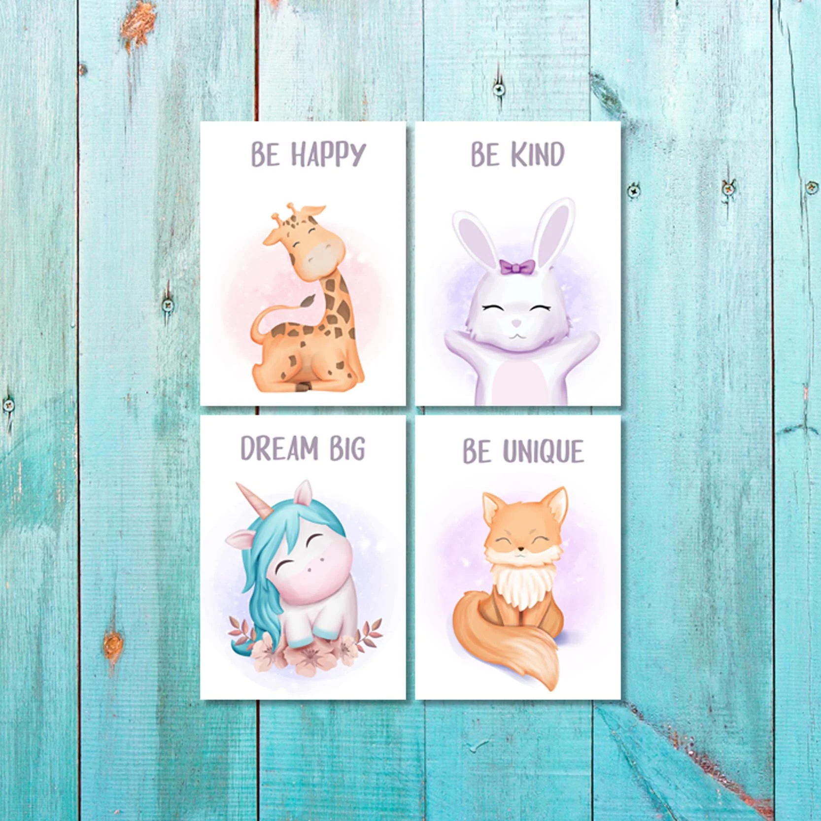 Girls: Set of 4 - Cute Animals