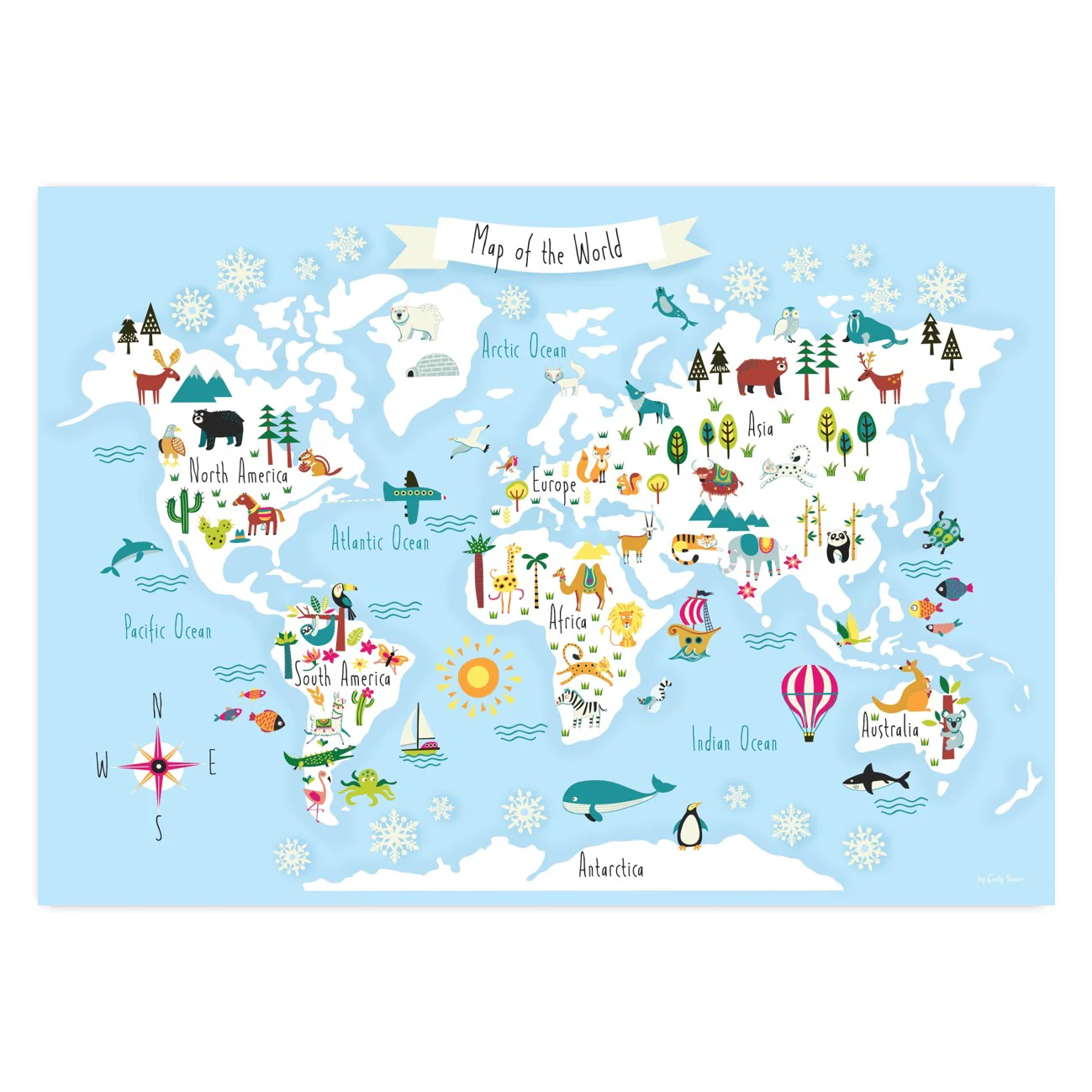 Kids World Map Fridge Magnet (A3) - Image 2
