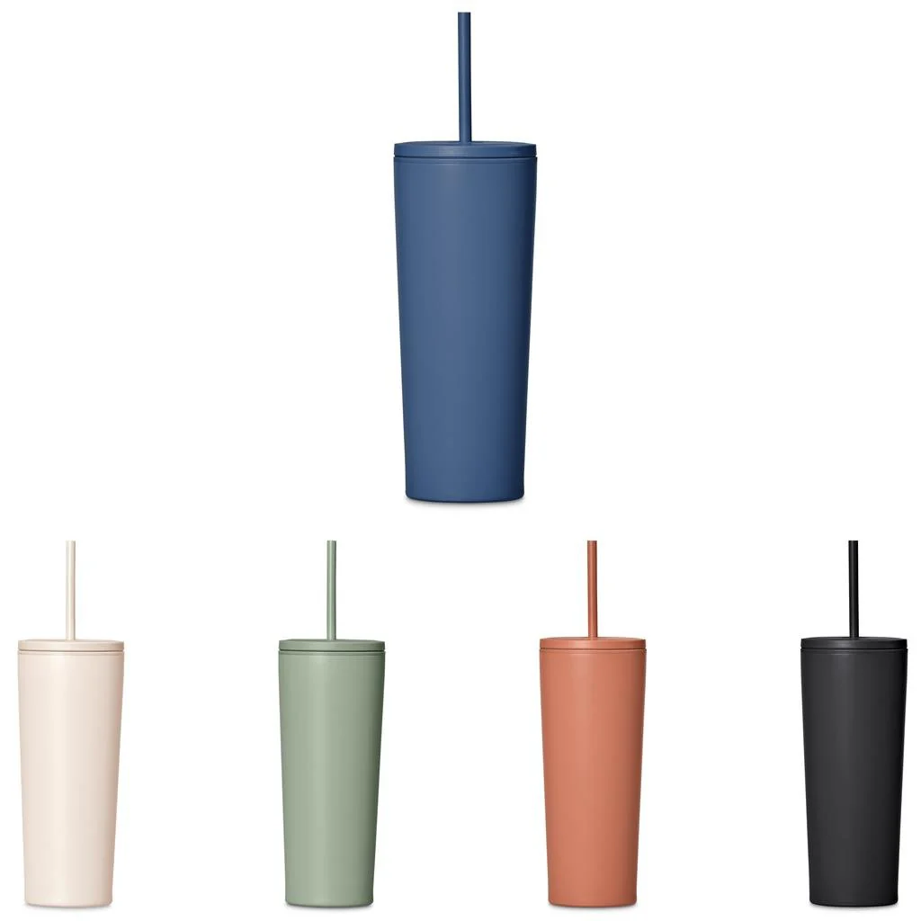 Kooshty Concorde Stainless Steel & Plastic Double-Wall Tumbler & Straw - 720ml - Image 2