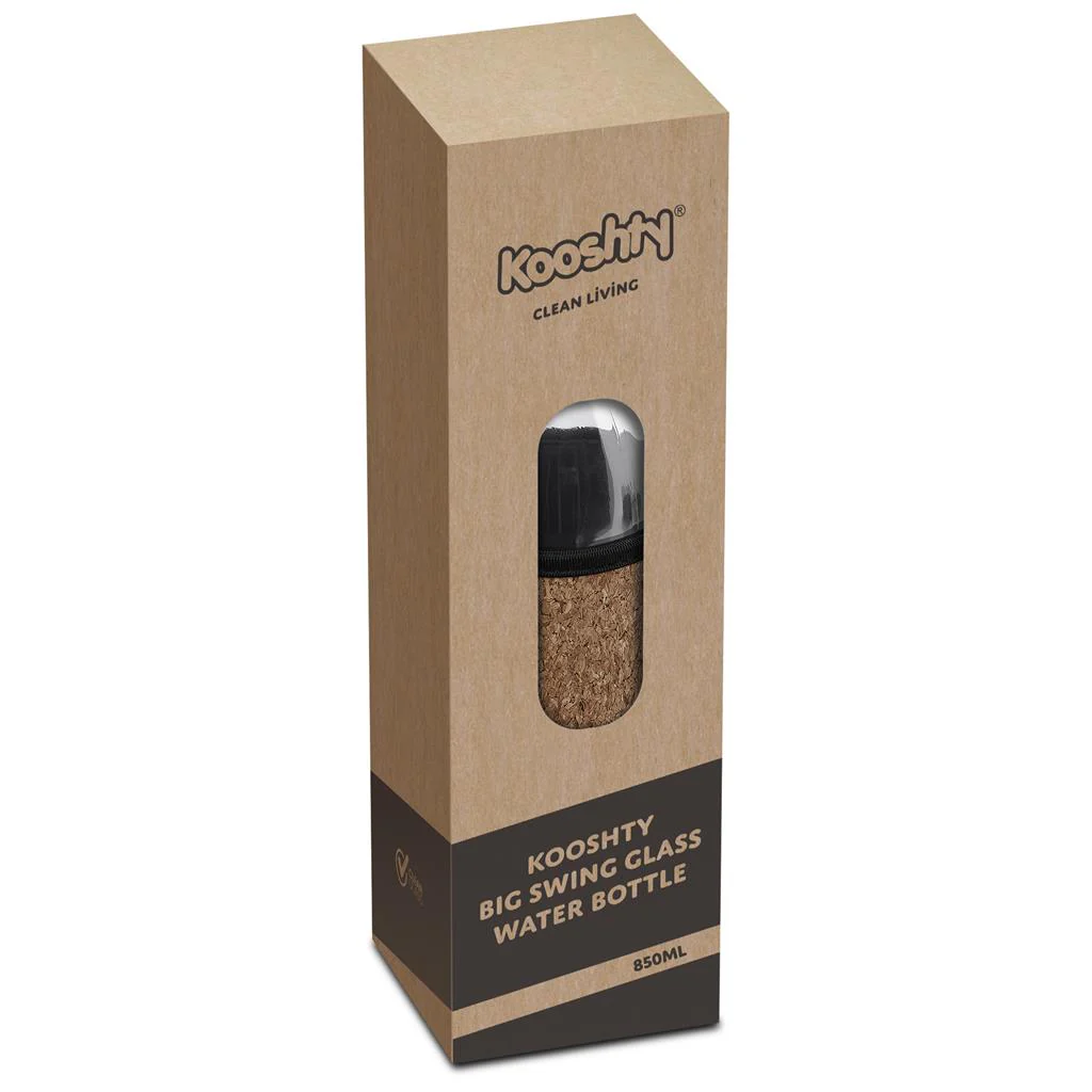 Kooshty Kork Hands-Free Glass Water Bottle – 850ml - Image 3