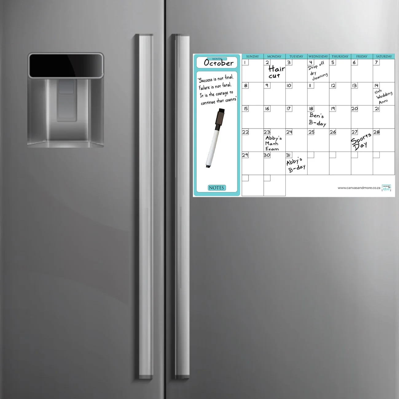 Large Write ‘n Wipe Magnetic Fridge Monthly Planner Calendar with 3-in-1 Marker - Image 3