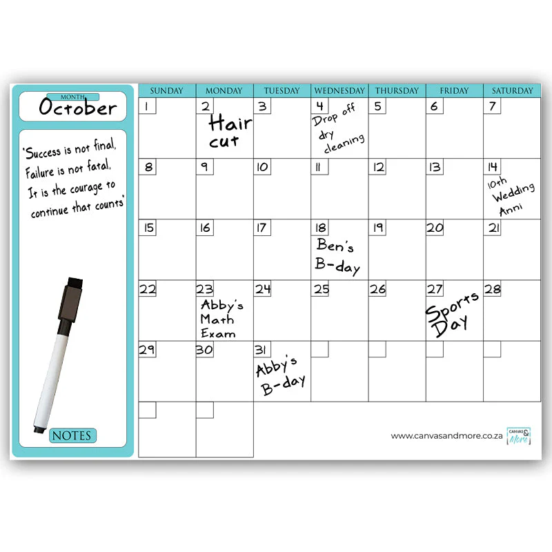 Large Monthly Planner Calendar with 3-in-1 Marker Pen (Vinyl Sticker) - Image 2