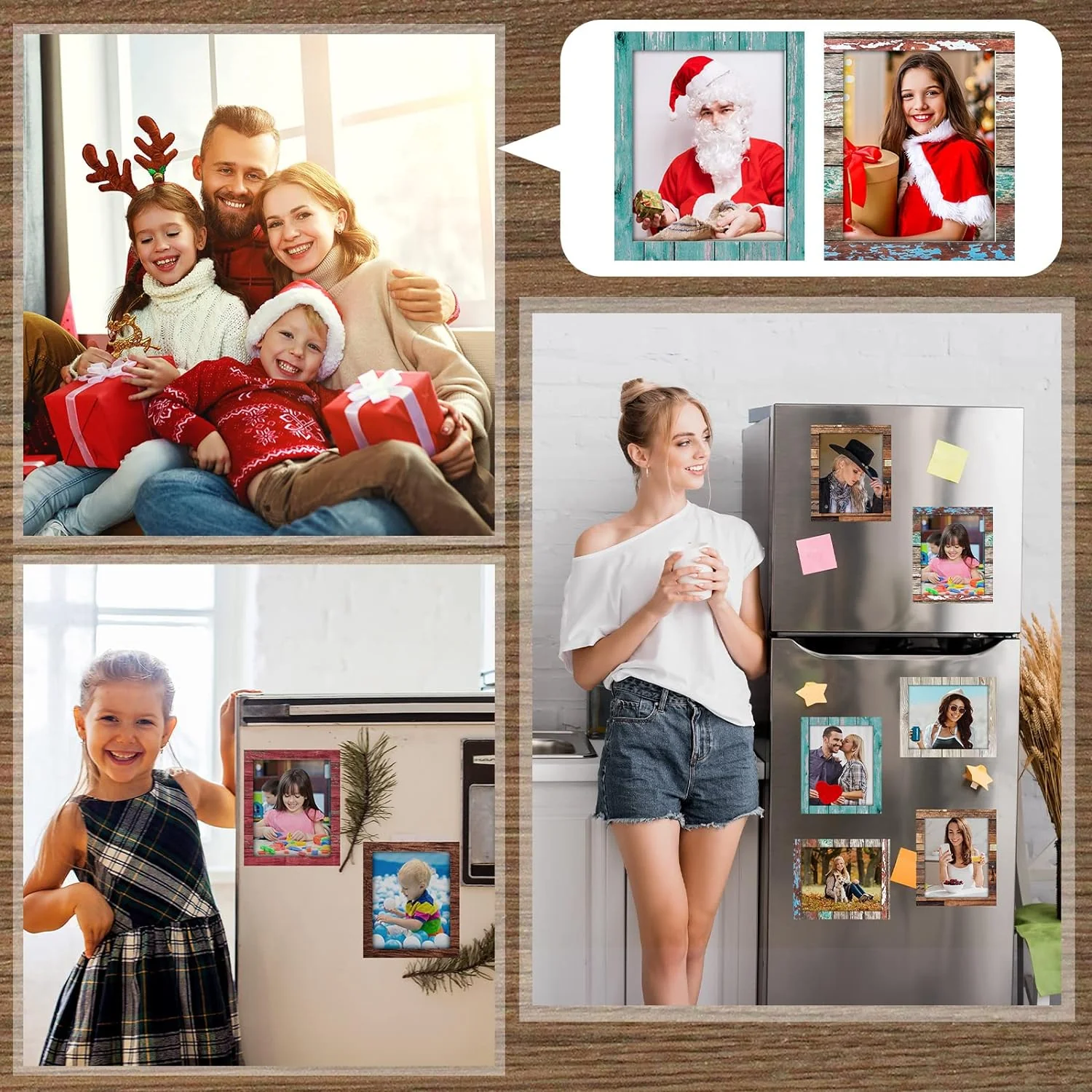 Magnetic Photo Frames for Fridge- Christmas theme 4 (Pack of 4) - Image 4