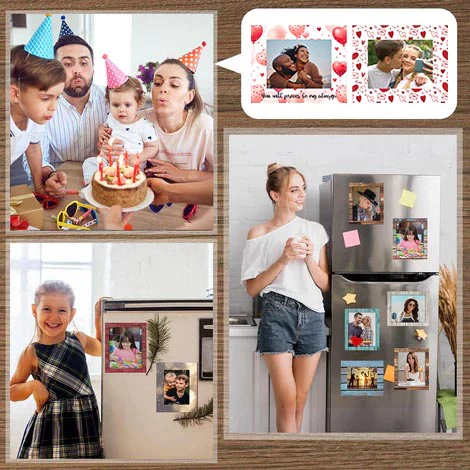 Magnetic Photo Frame for Fridge - Valentine Hearts and Balloons (with text option) - Image 3