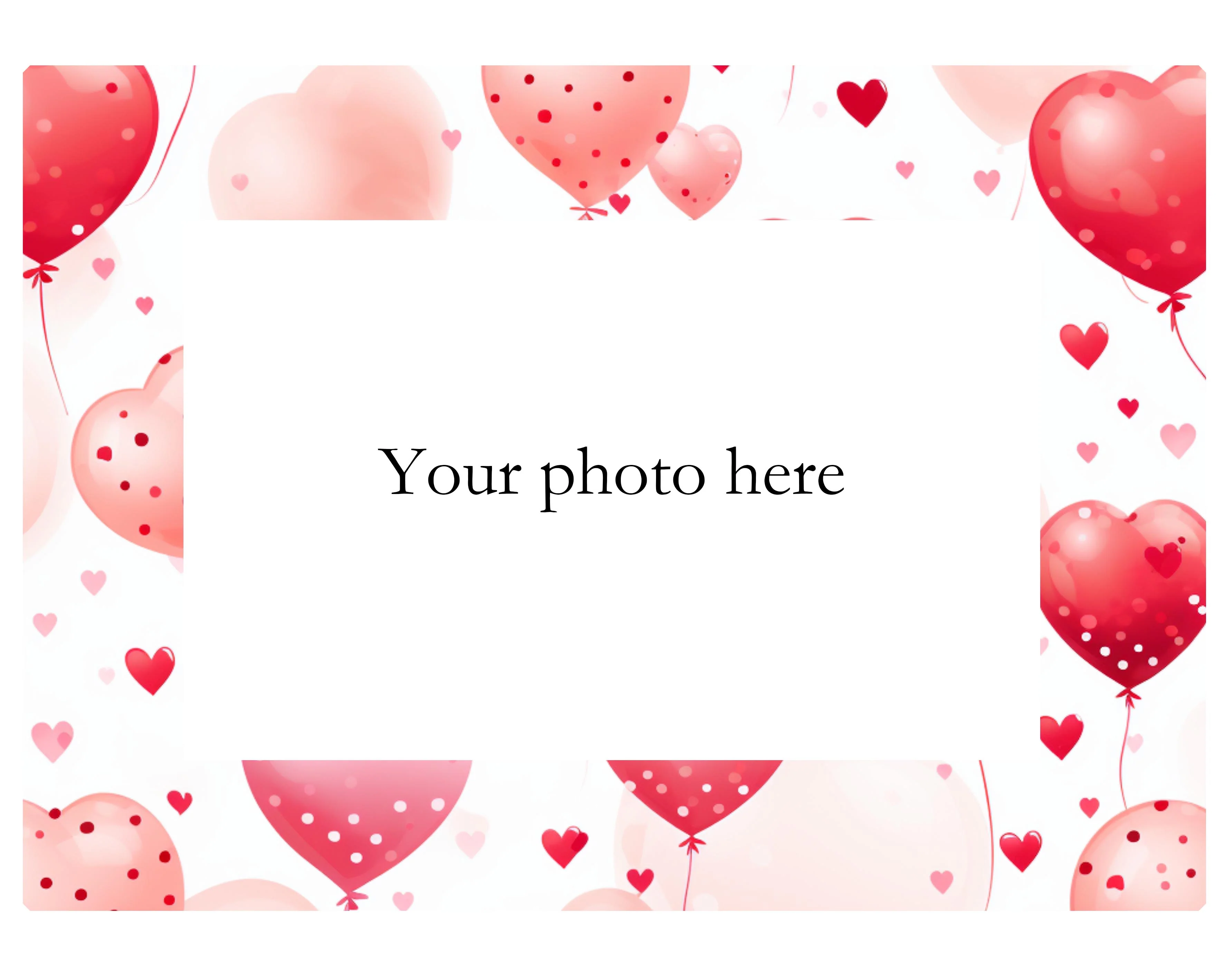 Magnetic Photo Frame for Fridge - Valentine Hearts and Balloons (with text option) - Image 4