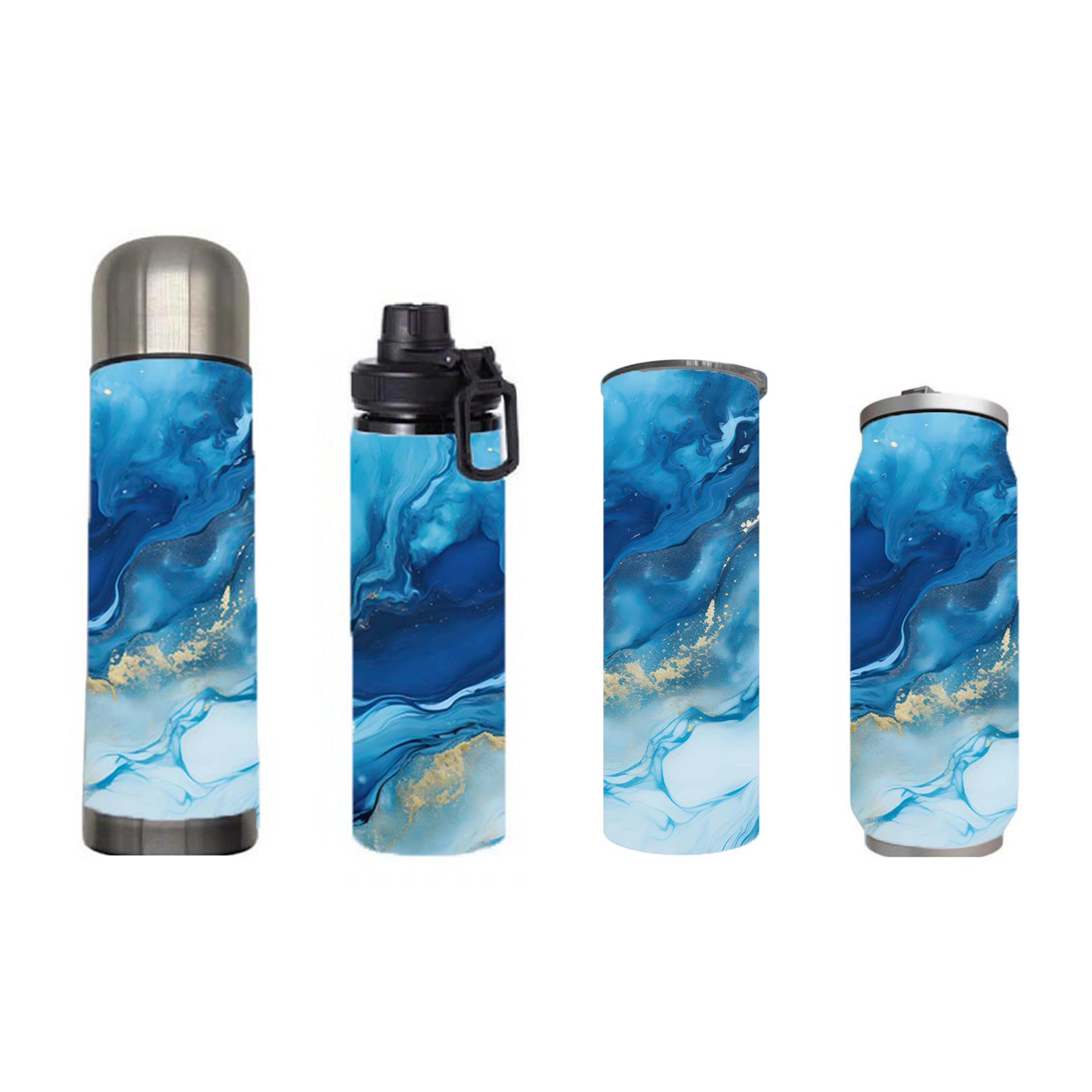 Marble - Blue Marble Design on Tumbler, Can, Flask, or Water bottle - Image 7