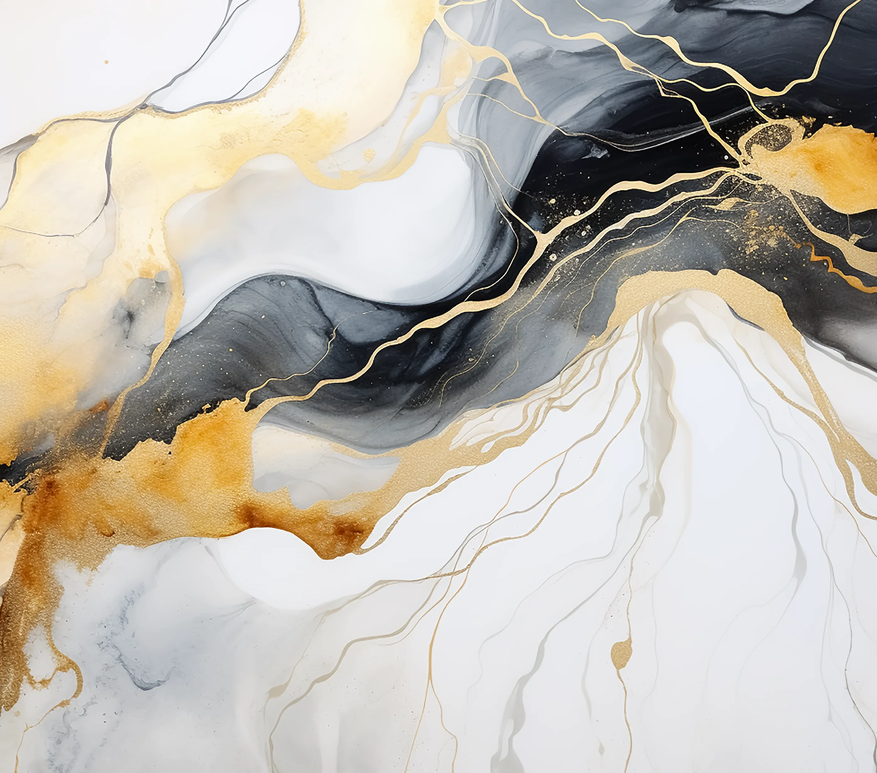 Marble - Gold & Black Marble Design on Tumbler, Can, Flask, or Water bottle - Image 2