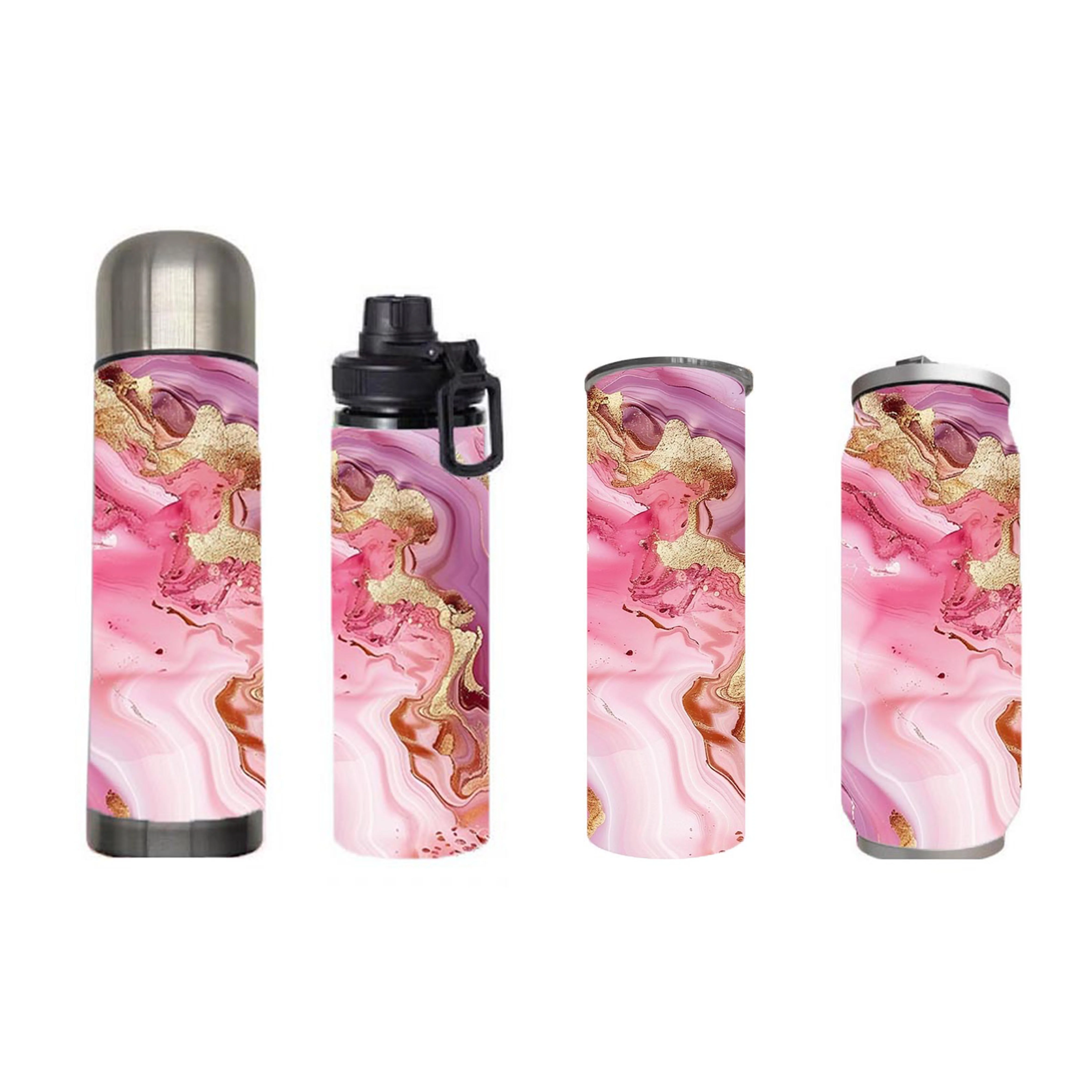 Marble - Seamless Pink & Gold Design on Tumbler, Can, Flask, or Water bottle - Image 7