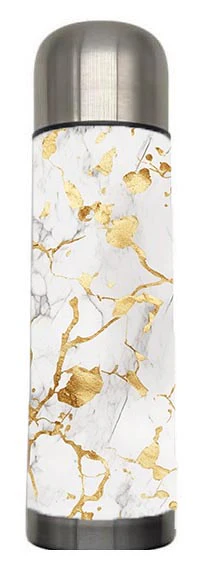 Marble - White and Gold Marble Design on Tumbler, Can, Flask, or Water bottle - Image 5