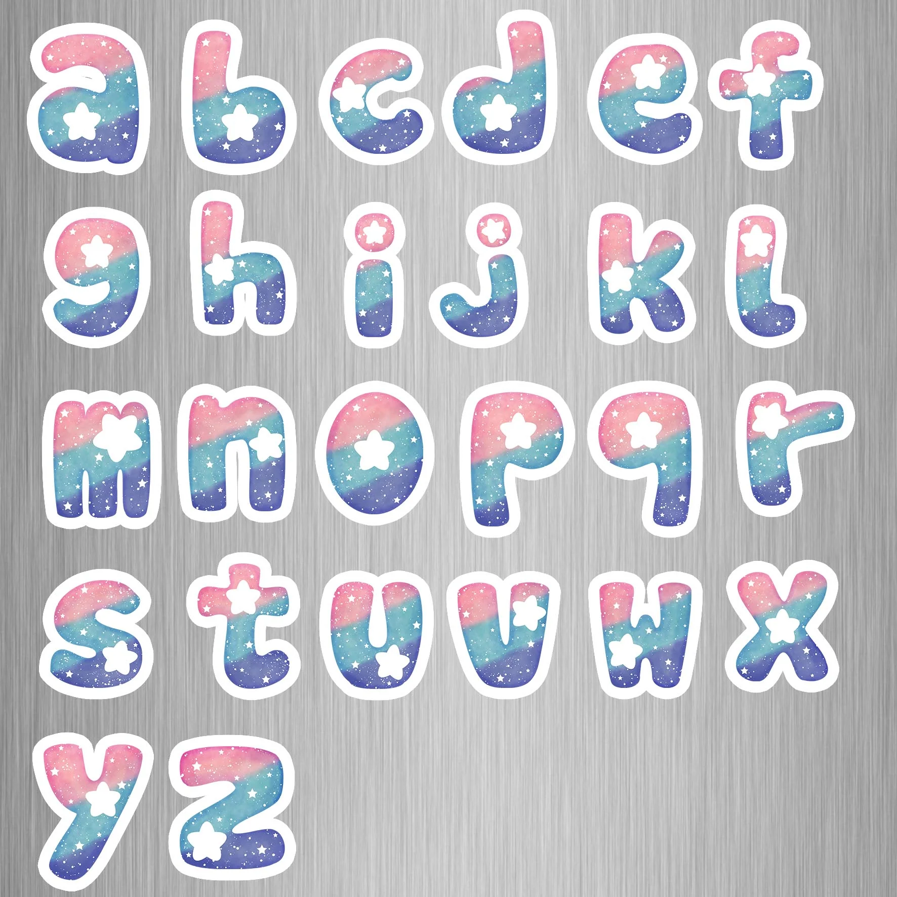 Milky Way Alphabet Lower Case Photo Fridge Magnets - (26 PER PACK)