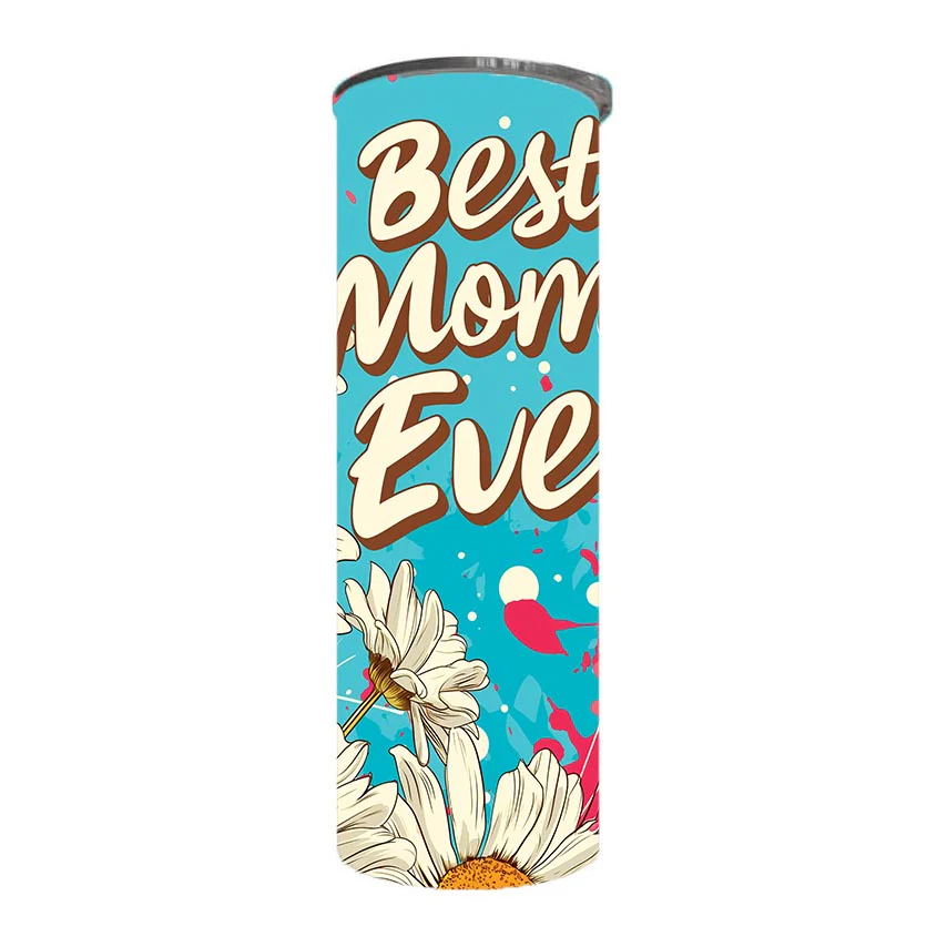 Mom - Best Mom Ever Daisy Design on Tumbler, Can, Flask, or Water bottle - Image 3