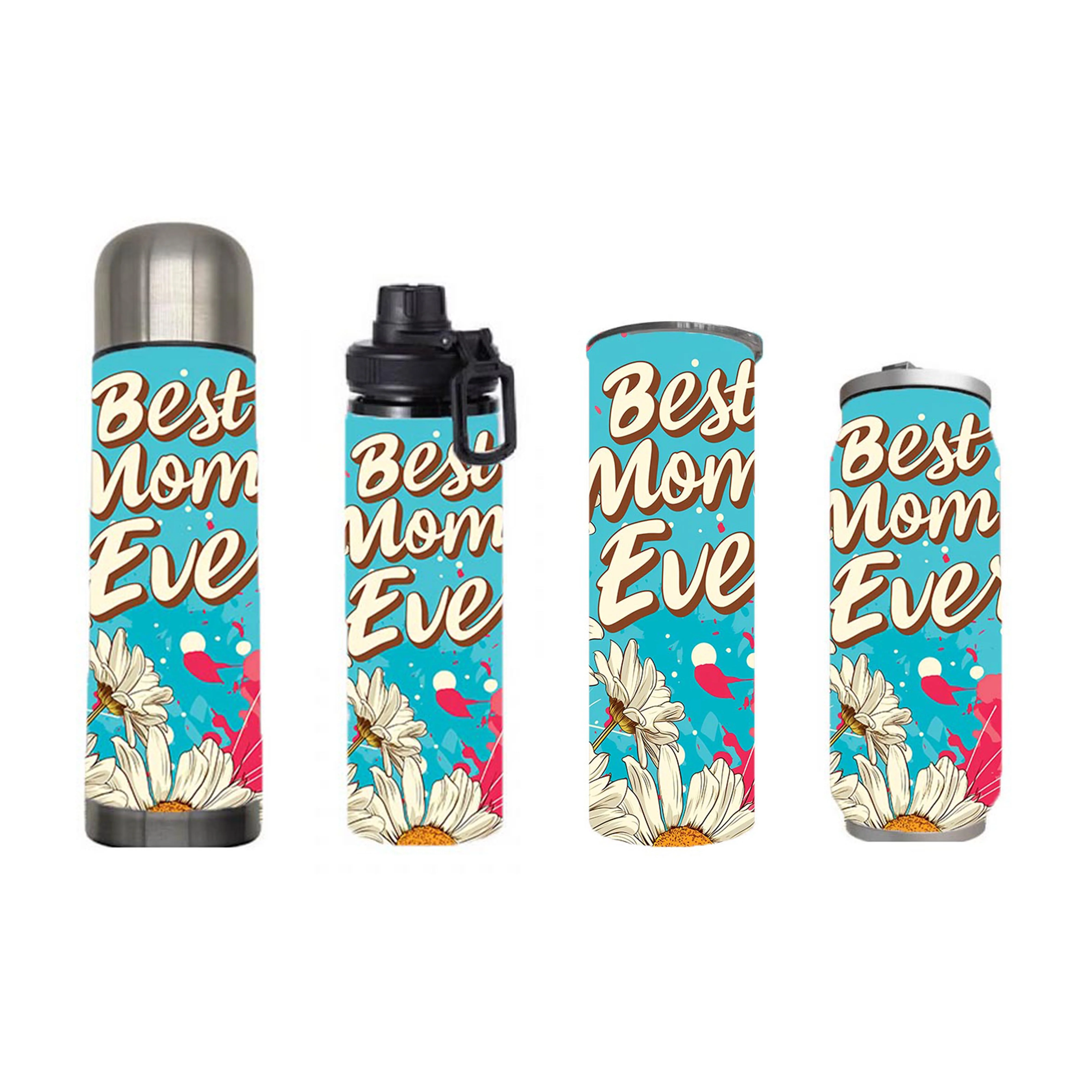Mom - Best Mom Ever Daisy Design on Tumbler, Can, Flask, or Water bottle - Image 7