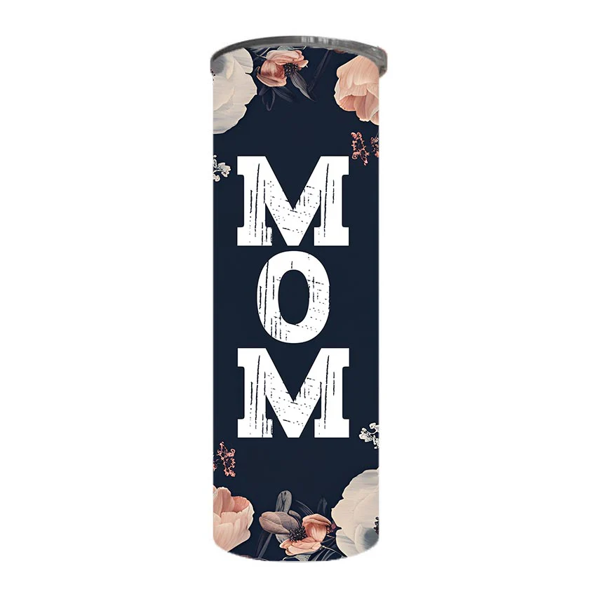 Mom - Floral Mom Design on Tumbler, Can, Flask, or Water bottle - Image 3