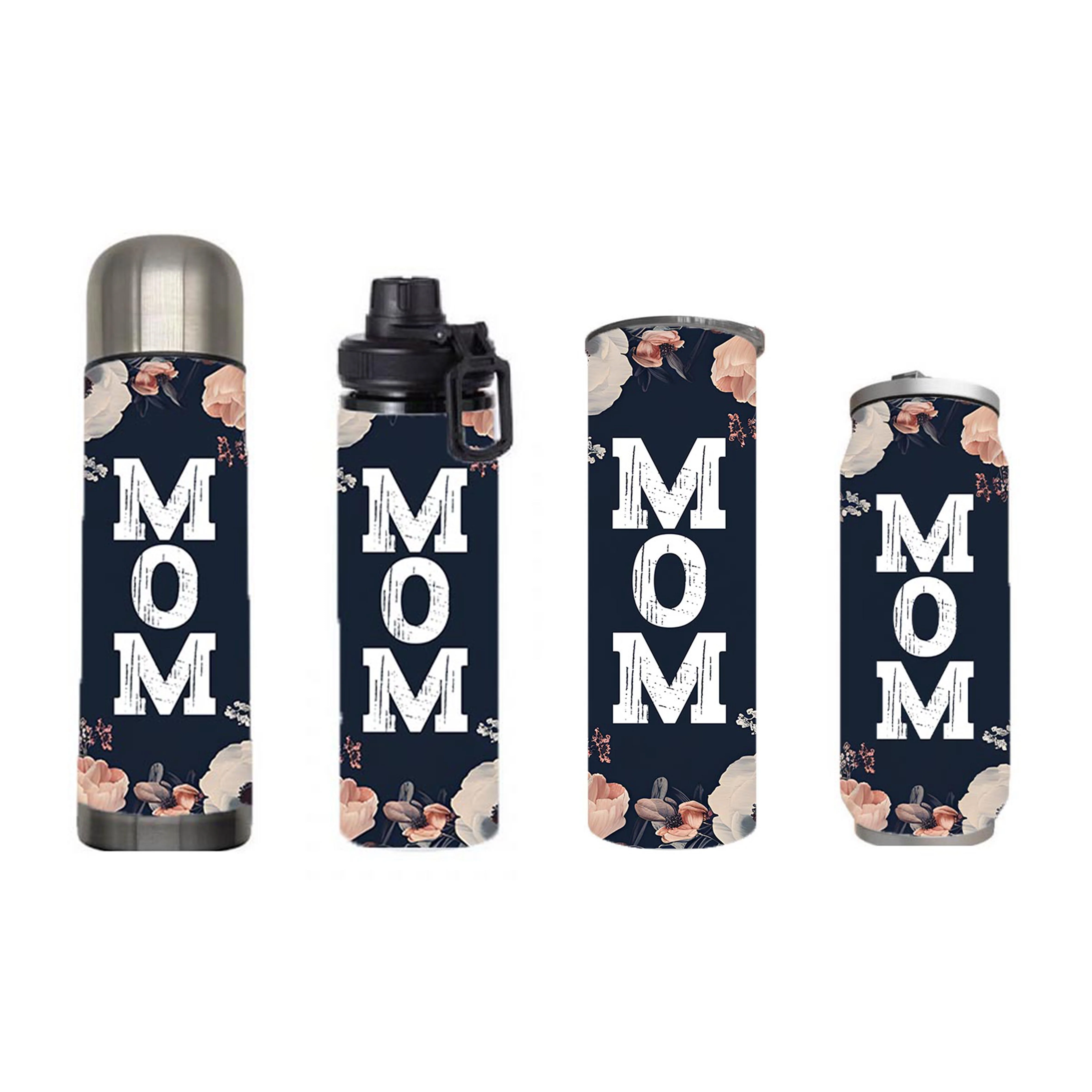 Mom - Floral Mom Design on Tumbler, Can, Flask, or Water bottle - Image 7