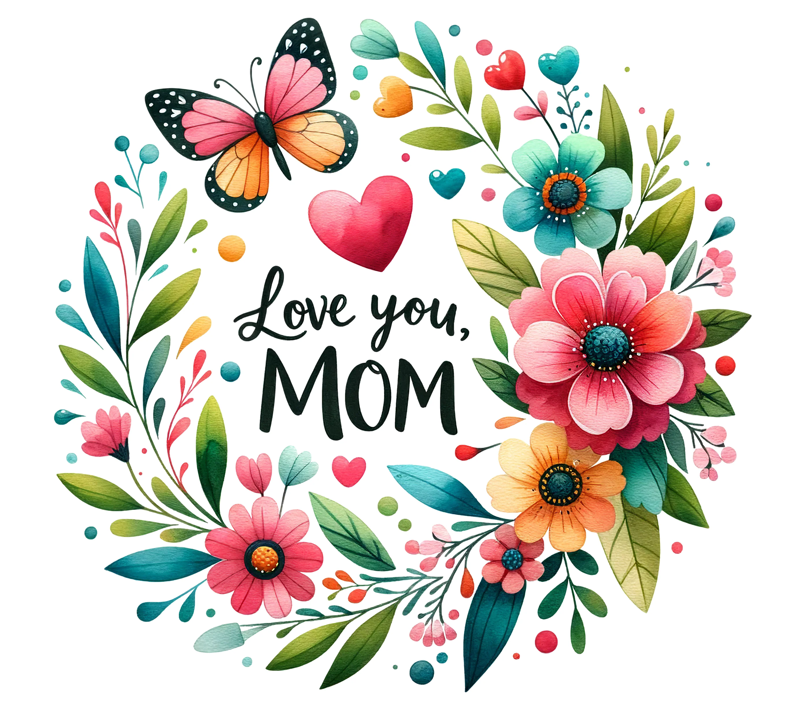 Mom - Love You Mom Design on Tumbler, Can, Flask, or Water bottle - Image 2