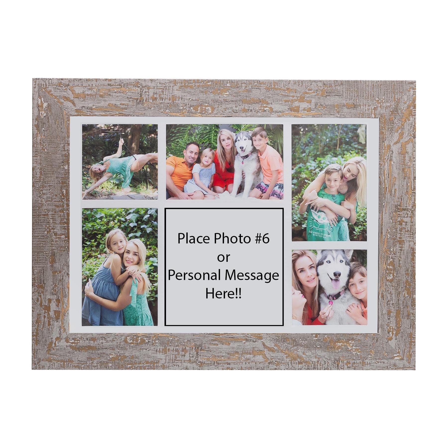 Photo Frame with multiple pictures & optional message - A3 40x30cm- Wood Stressed
