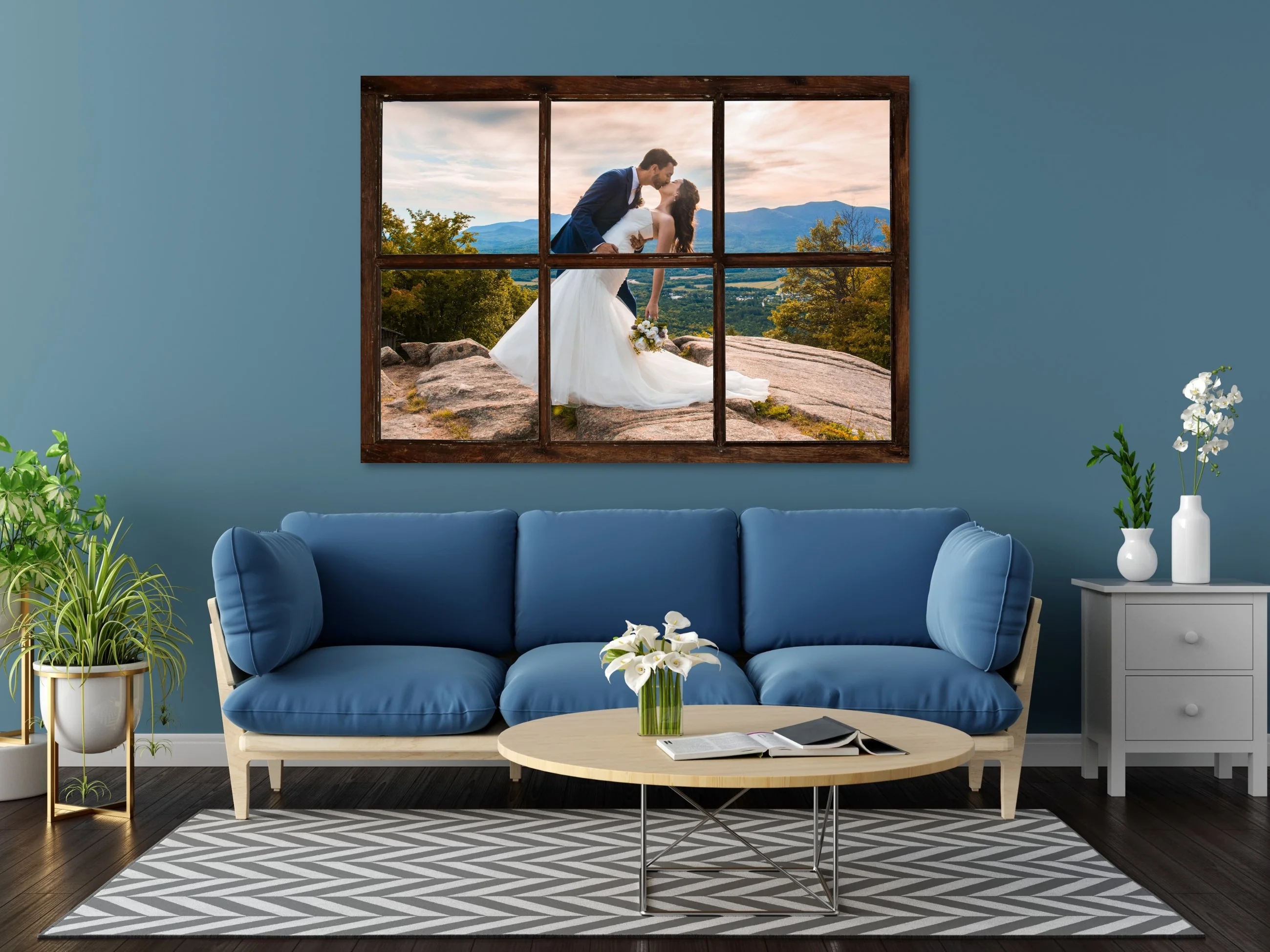 Single Canvas Prints! Virtual Window Frames Dark Wood
