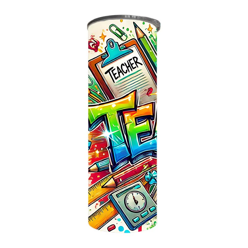 Teacher - Funky Teacher Design on Tumbler, Can, Flask, or Water bottle - Image 3