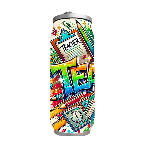 Teacher - Funky Teacher Design on Tumbler, Can, Flask, or Water bottle - Image 4