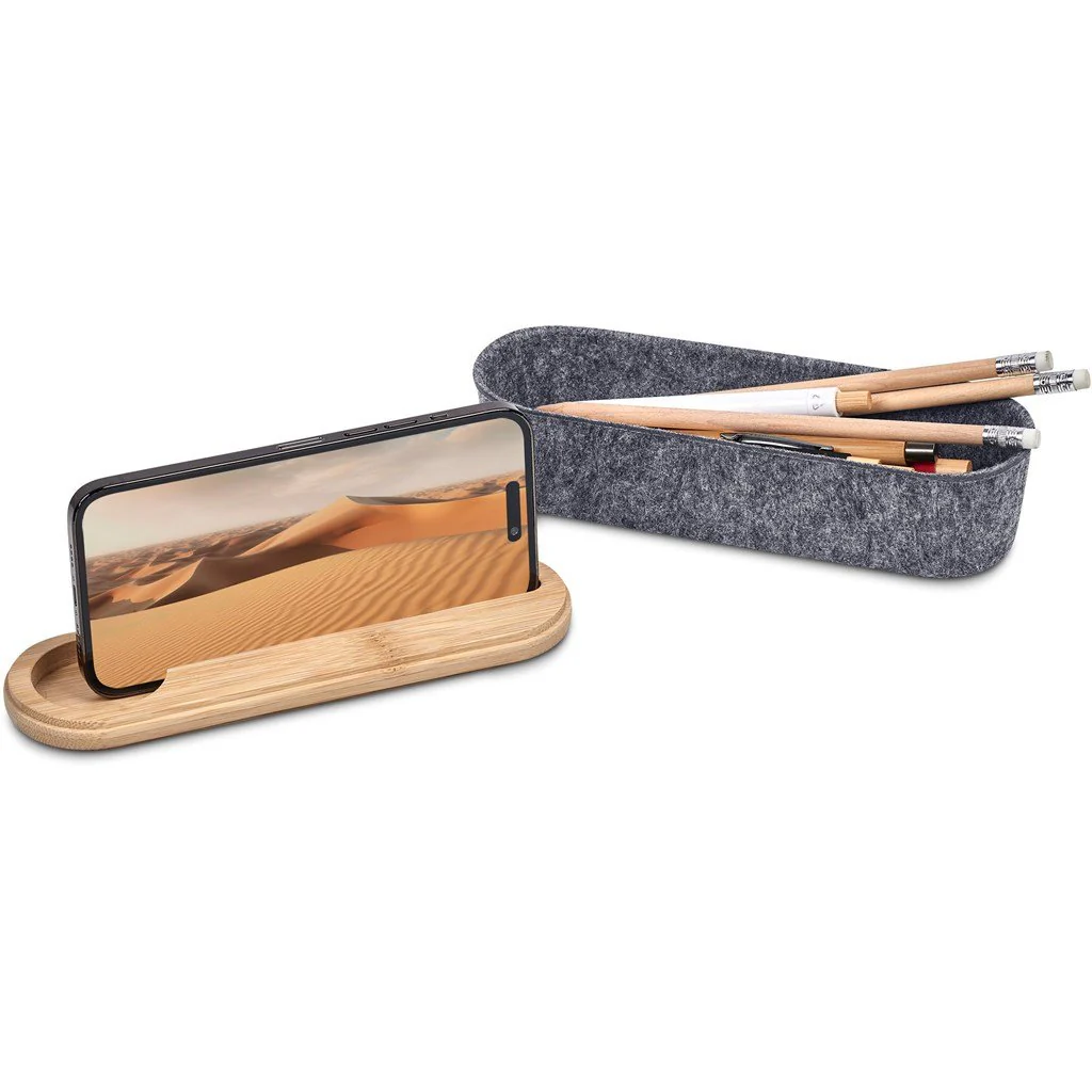 Okiyo Byoga Recycled PET Felt & Bamboo Stationery Case - Image 10