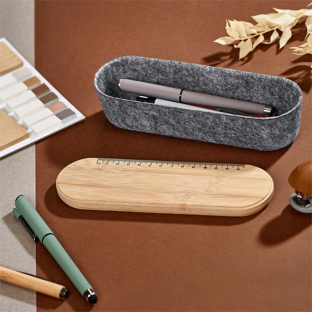 Okiyo Byoga Recycled PET Felt & Bamboo Stationery Case - Image 16