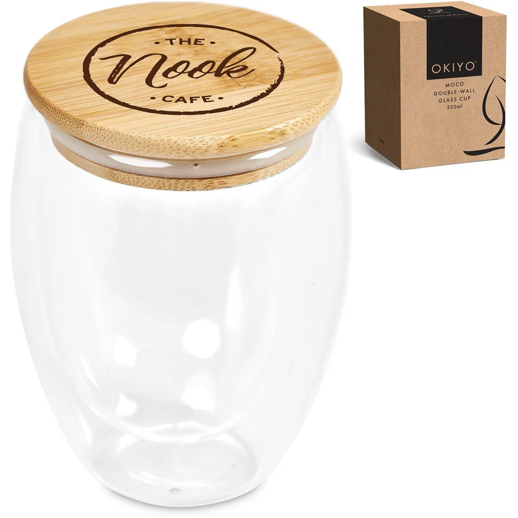 Okiyo Moco Glass & Bamboo Double-Wall Cup - 350ml - Image 15