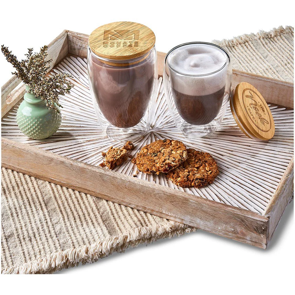 Okiyo Moco Glass & Bamboo Double-Wall Cup - 350ml - Image 3
