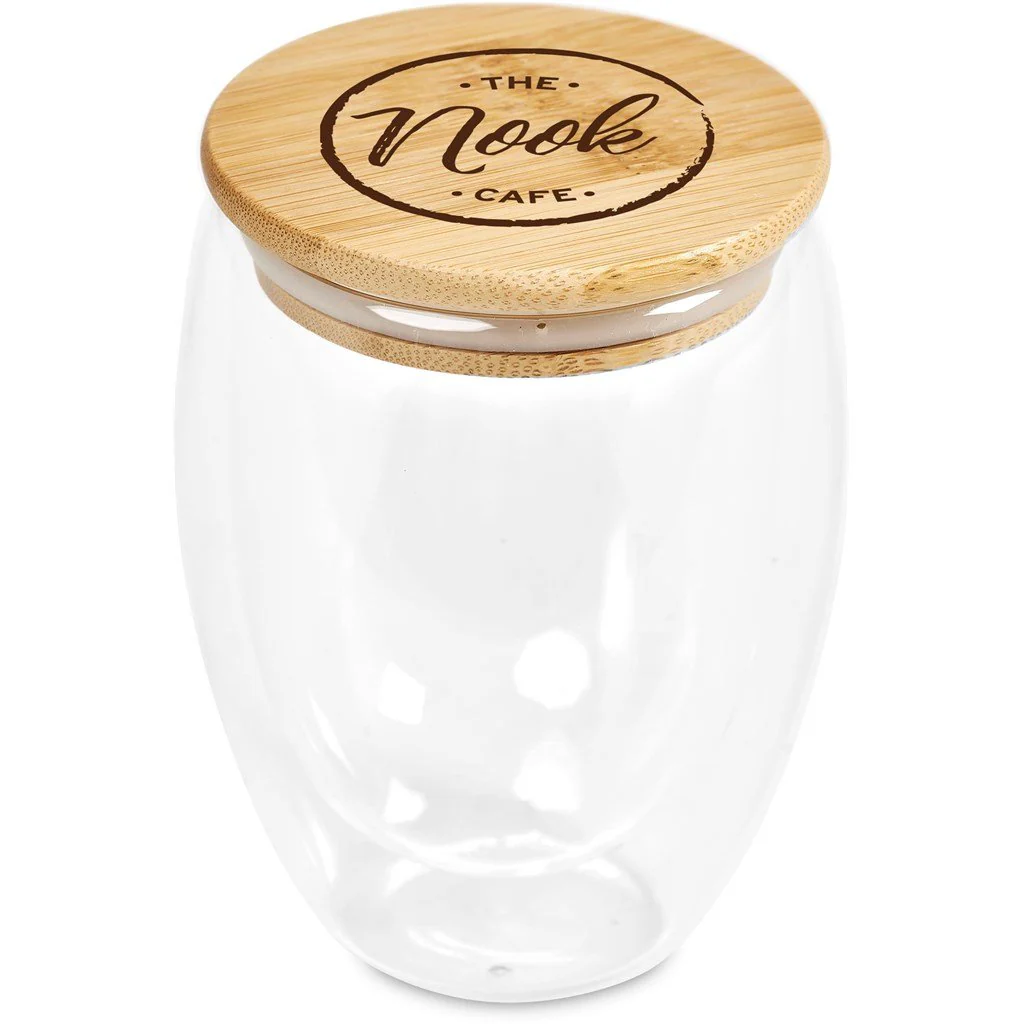 Okiyo Moco Glass & Bamboo Double-Wall Cup - 350ml - Image 4