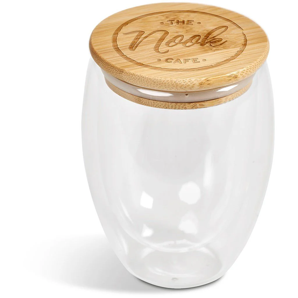 Okiyo Moco Glass & Bamboo Double-Wall Cup - 350ml - Image 7
