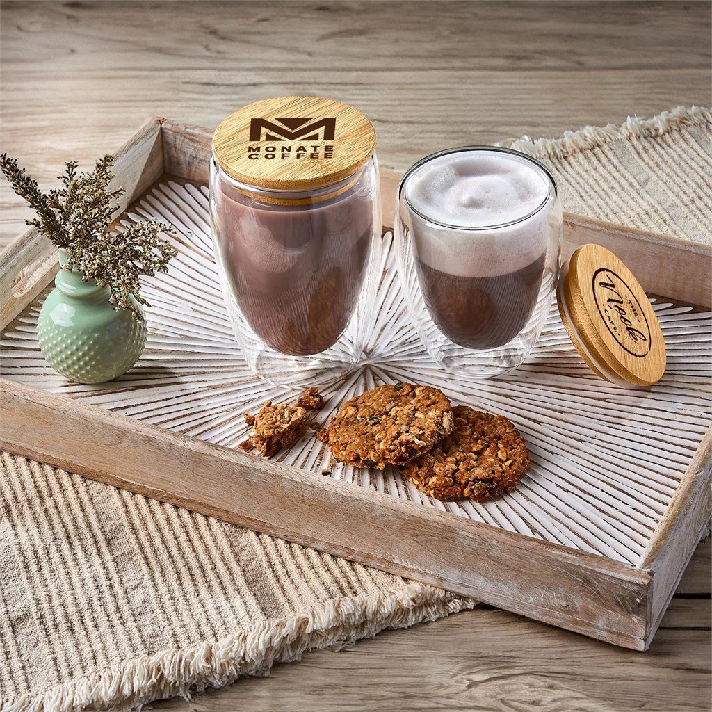 Okiyo Moco Glass & Bamboo Double-Wall Cup - 350ml - Image 8