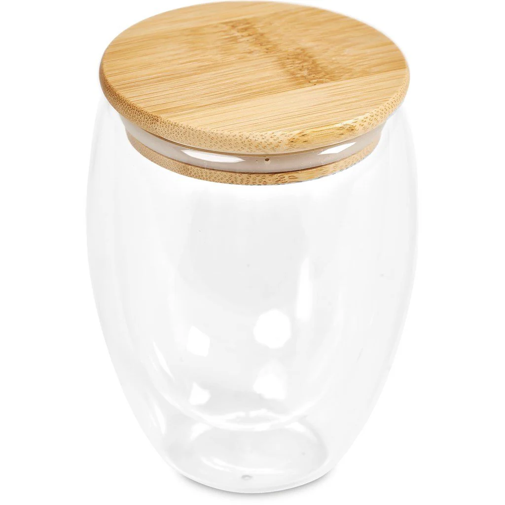 Okiyo Moco Glass & Bamboo Double-Wall Cup - 350ml - Image 9