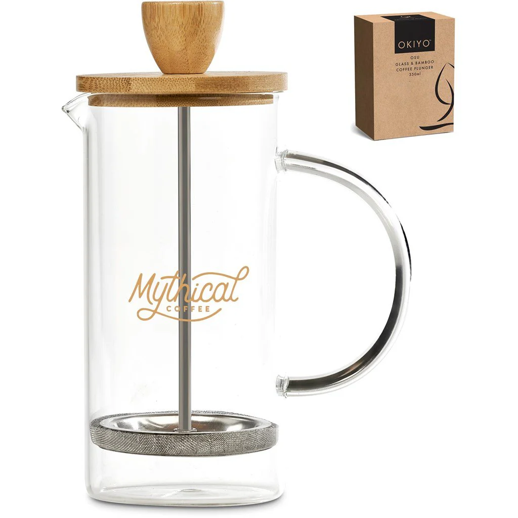 Okiyo Osu Glass & Bamboo Coffee Plunger - 350ml - Image 3