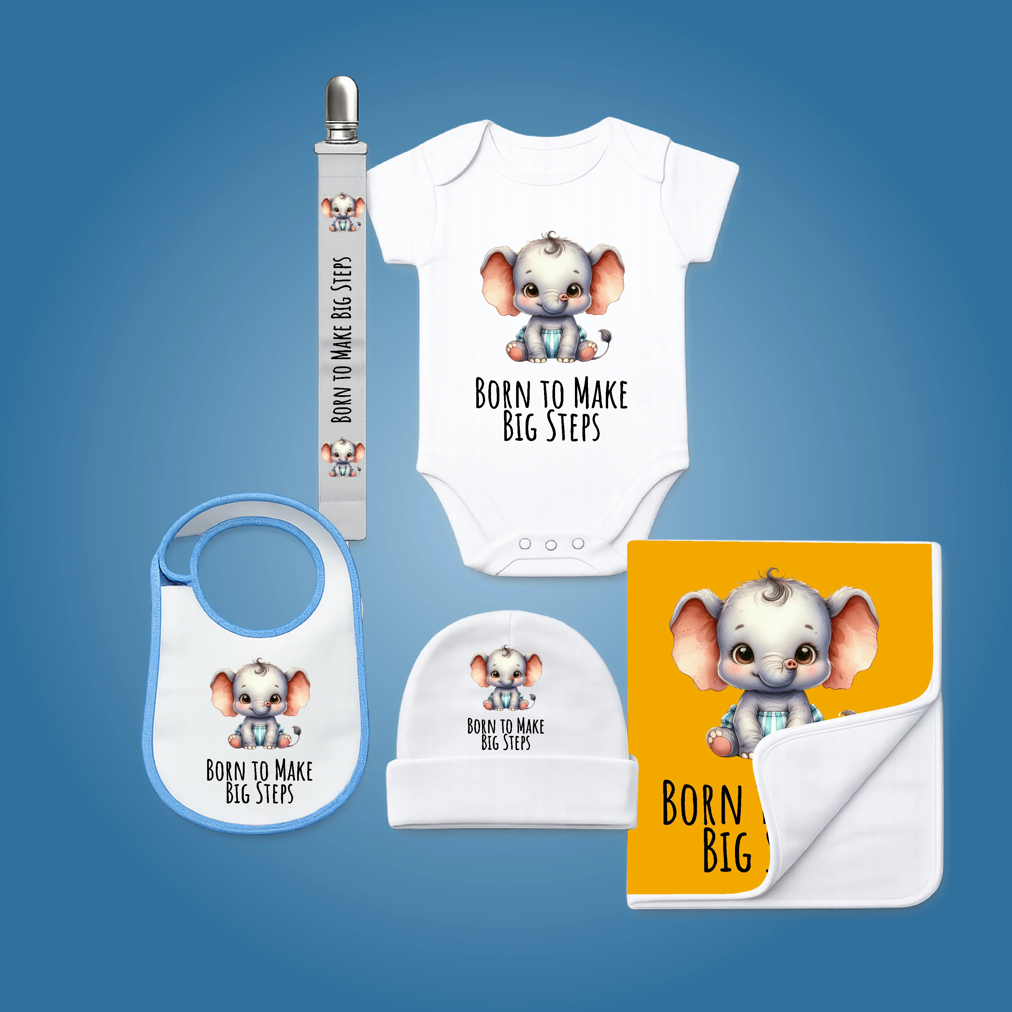 Personalised Baby Shower Gift Set – 5 Piece Safari Animal Newborn Bundle - Image 3