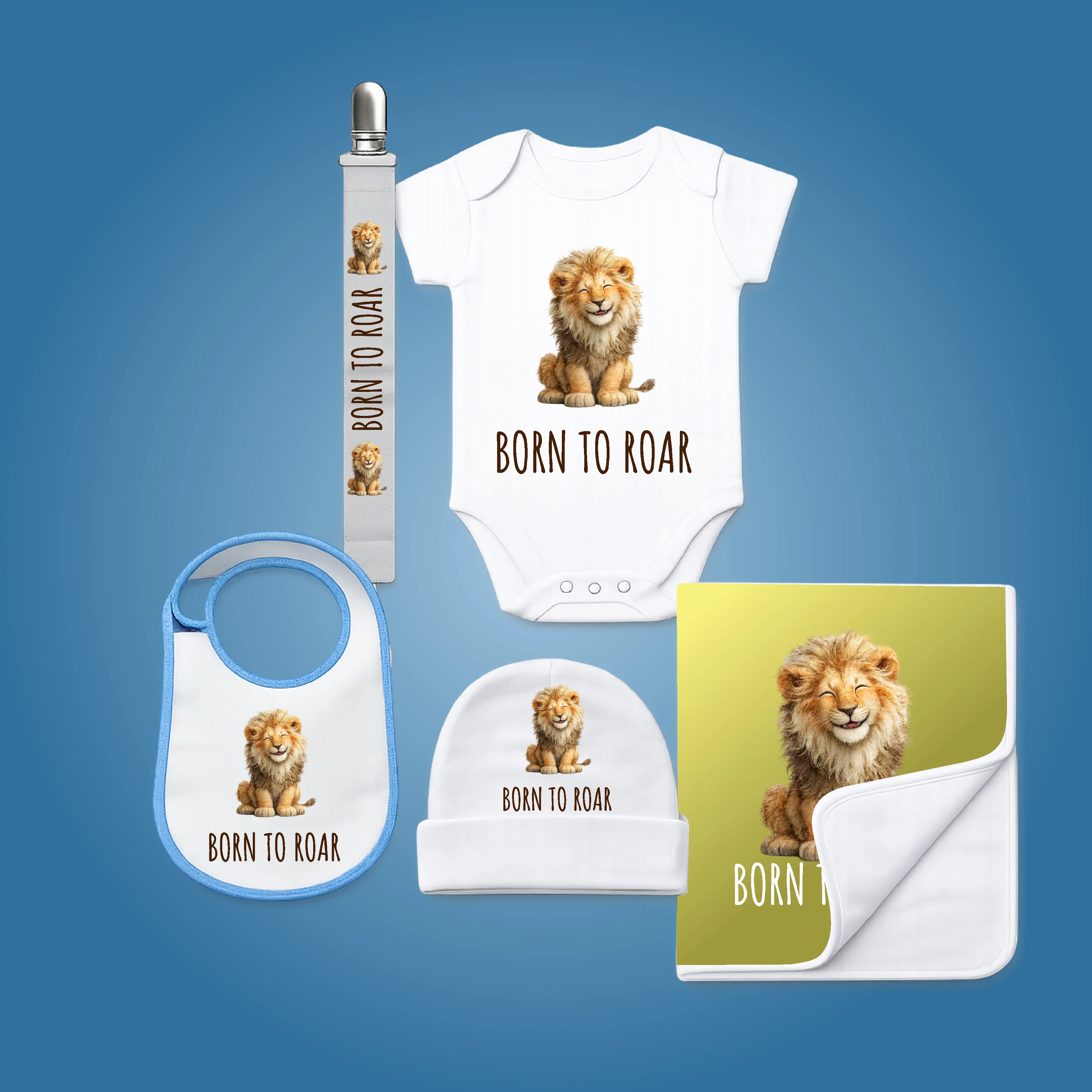 Personalised Baby Shower Gift Set – 5 Piece Safari Animal Newborn Bundle - Image 5