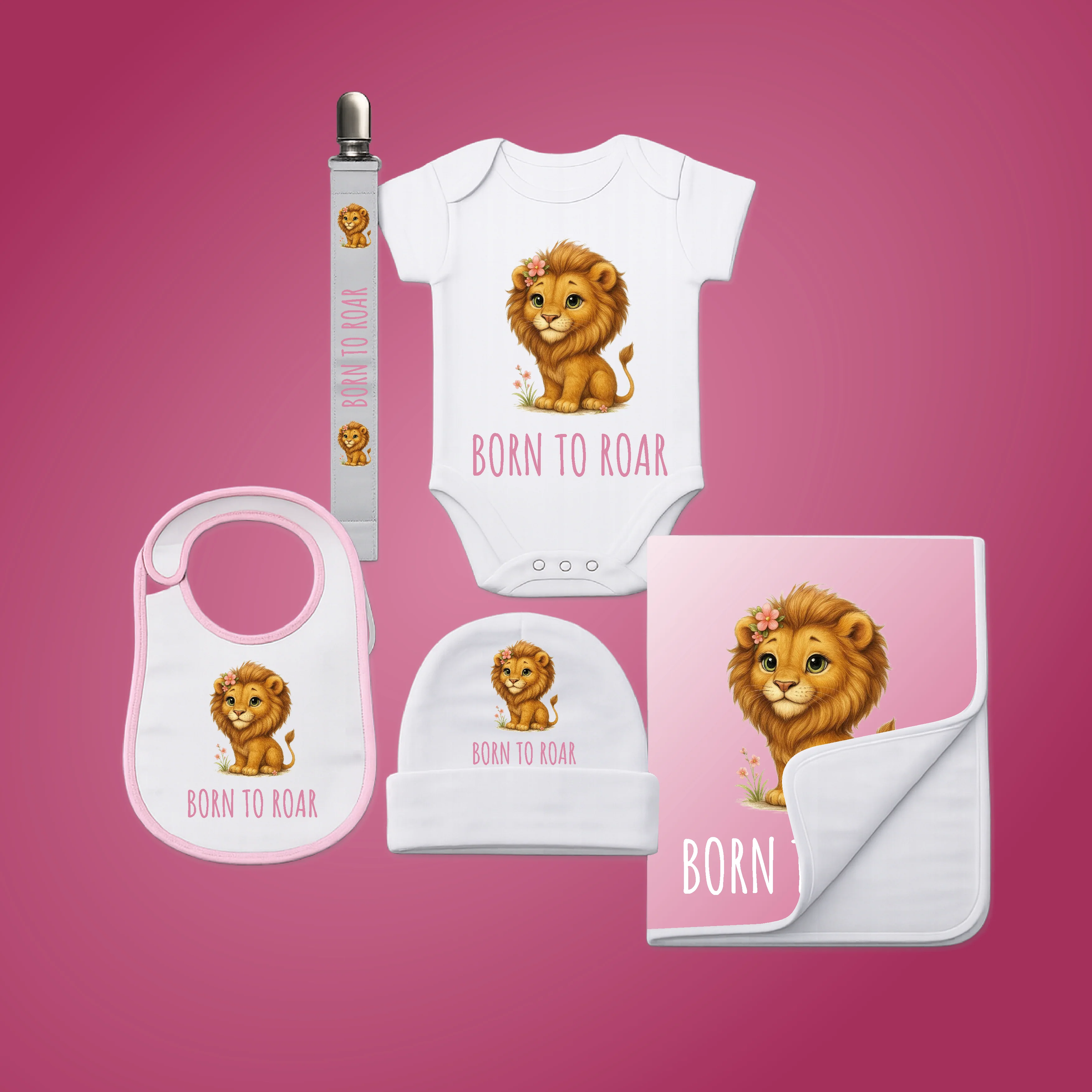 Personalised Baby Shower Gift Set – 5 Piece Safari Animal Newborn Bundle - Image 6